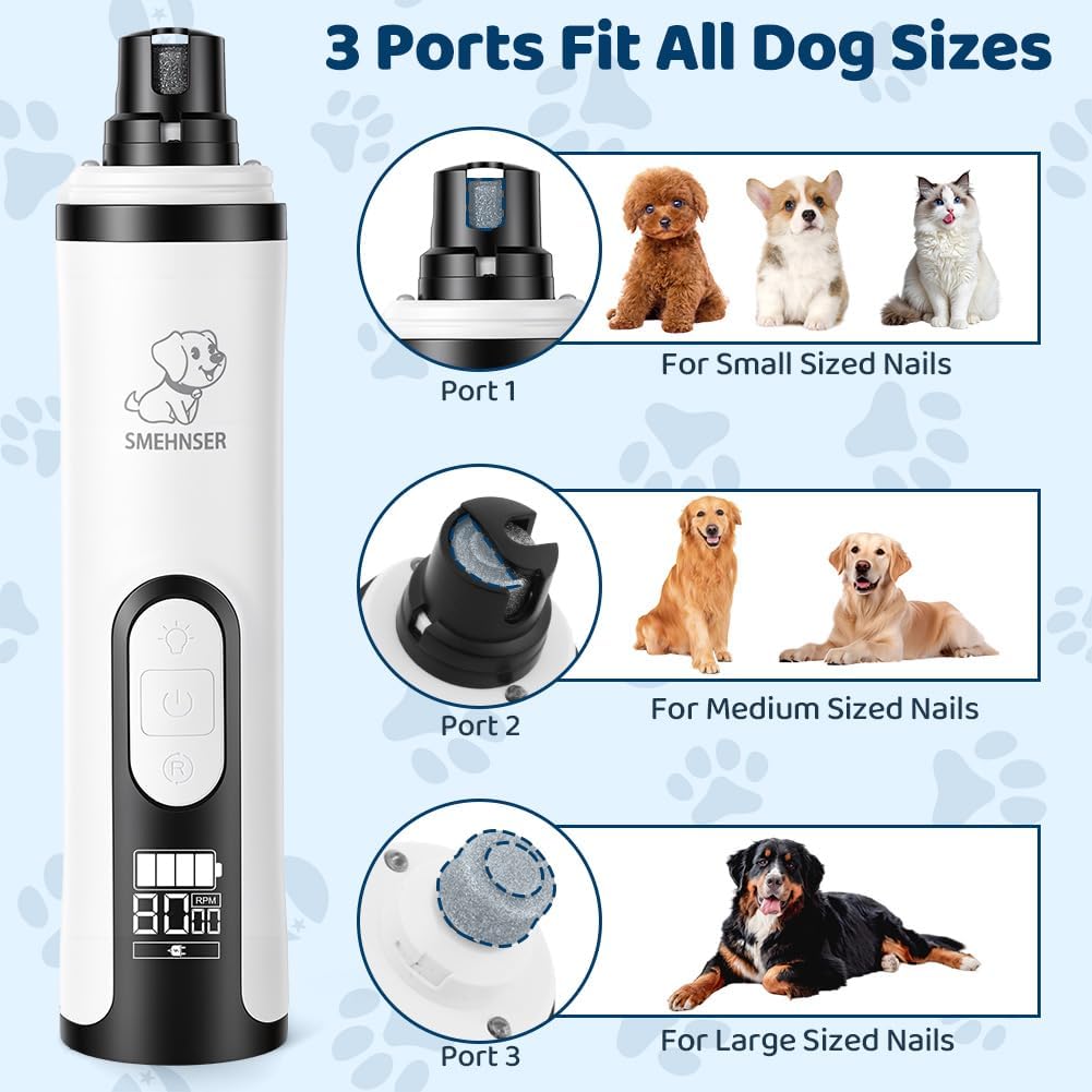 Thumbnail 4 de Aolso Lime à Ongles pour Chien et Chat — Ponceuse rechargeable silencieuse, 3 vitesses, LED, 2 têtes de rechange (Blanc)