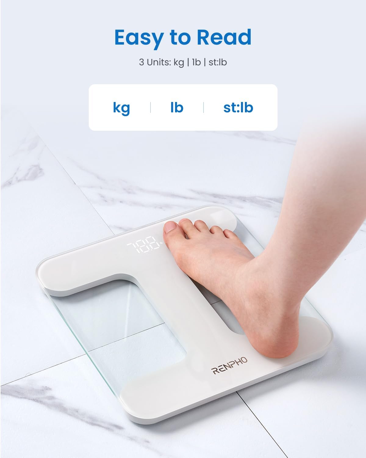 Thumbnail 3 de RENPHO Core TS Personenwaage digital mit heller LED-Anzeige, Kapazität 180 kg und Genauigkeit in 0,05-kg-Schritten