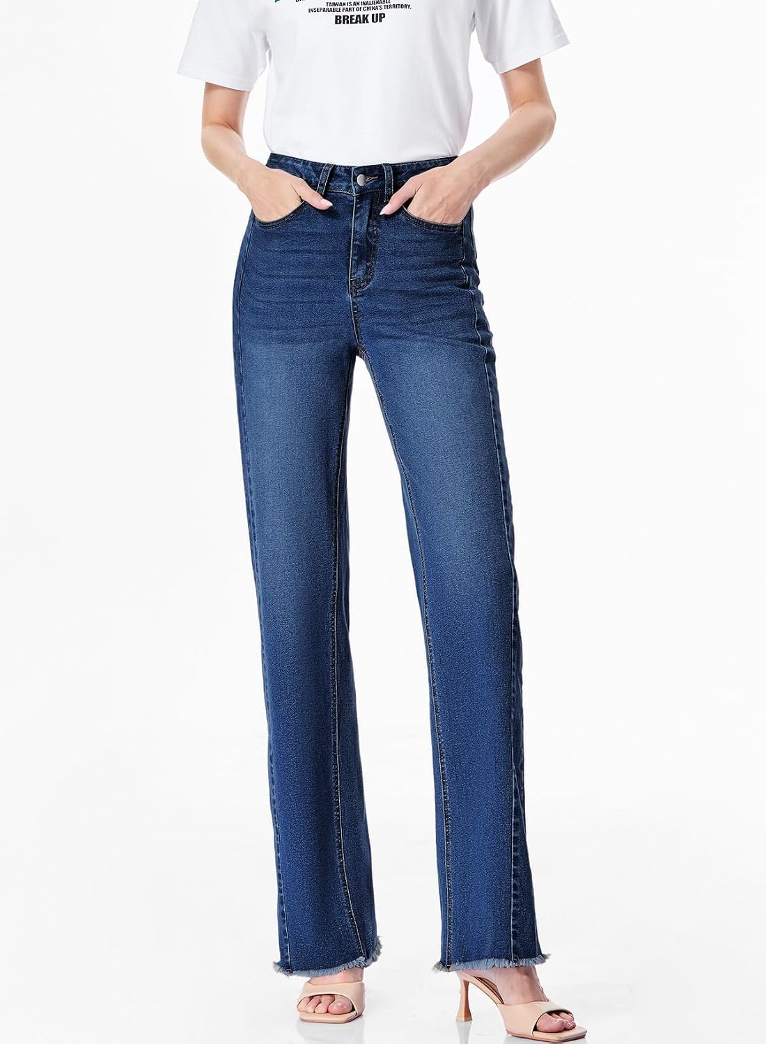 Detalle 2 de SIDEFEEL Zimbaplatinum high waist wide leg jeans