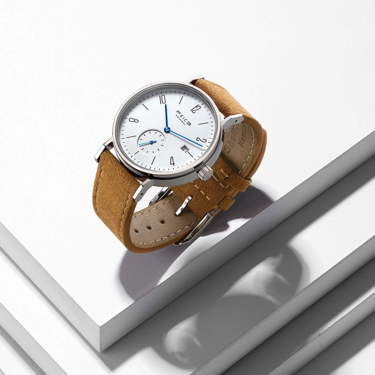Detalle de FEICE FM201 Orologio automatico unisex con vetro zaffiro e quadrante minimal Bauhaus