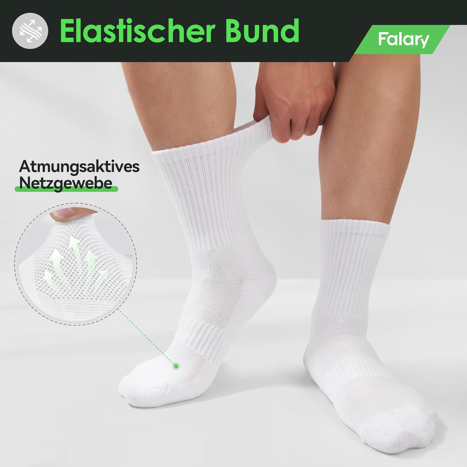 Thumbnail 1 de FALARY Crew-Sportsocken für Herren & Damen – atmungsaktive Baumwollsocken im 3er/6er/12er Set (Größe 35–50)