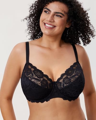 Thumbnail 1 de DELIMIRA Femme Soutien-Gorge Grande Taille Dentelle Noir 100D