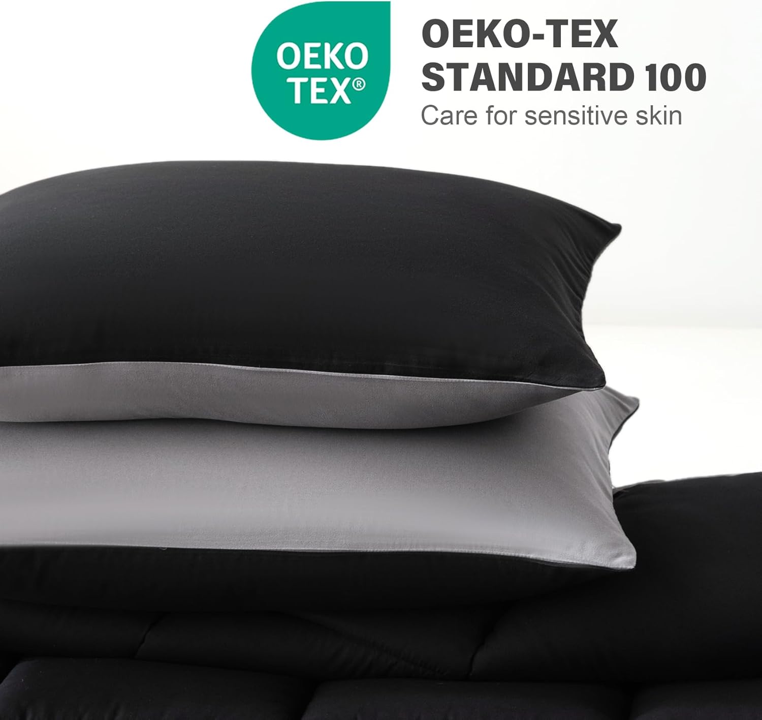 Thumbnail 5 de Decroom D-LDACSET-BLACKG-K King Comforter Set, Reversible Black/Grey, Quilted