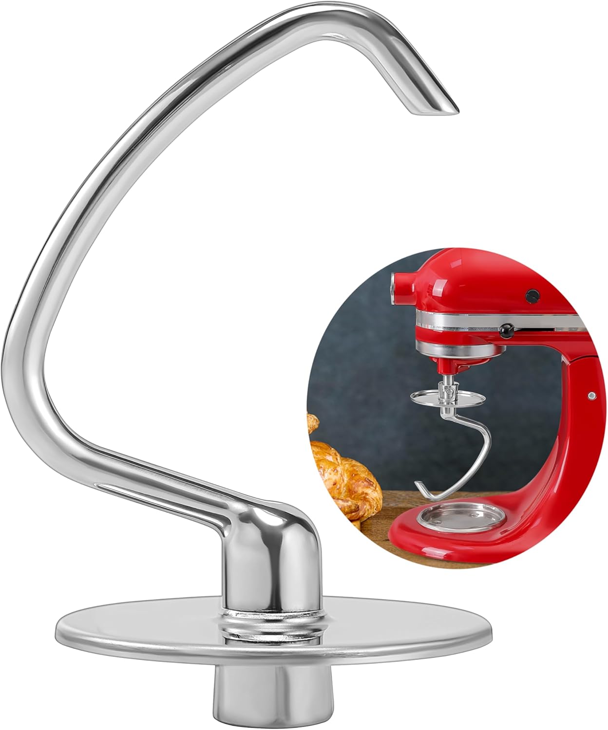 Detalle de Rafbar Stainless Steel Dough Hook for KitchenAid 4.5QT–5 Quart Tilt-Head Mixers
