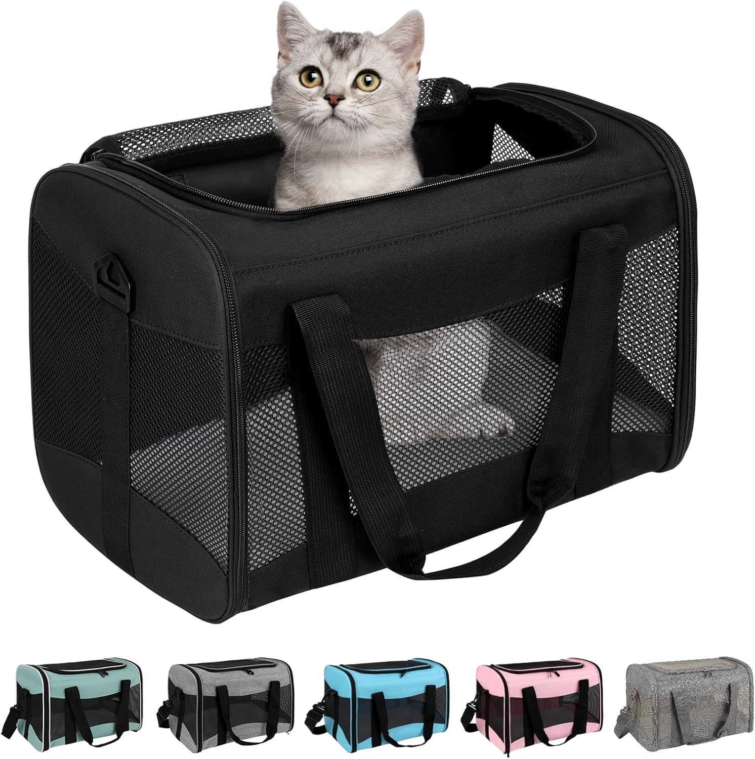 Thumbnail 6 de Cat Carrying Case — Airline Approved Pet Carrier with Removable Fleece Pad (X-Large, Black)