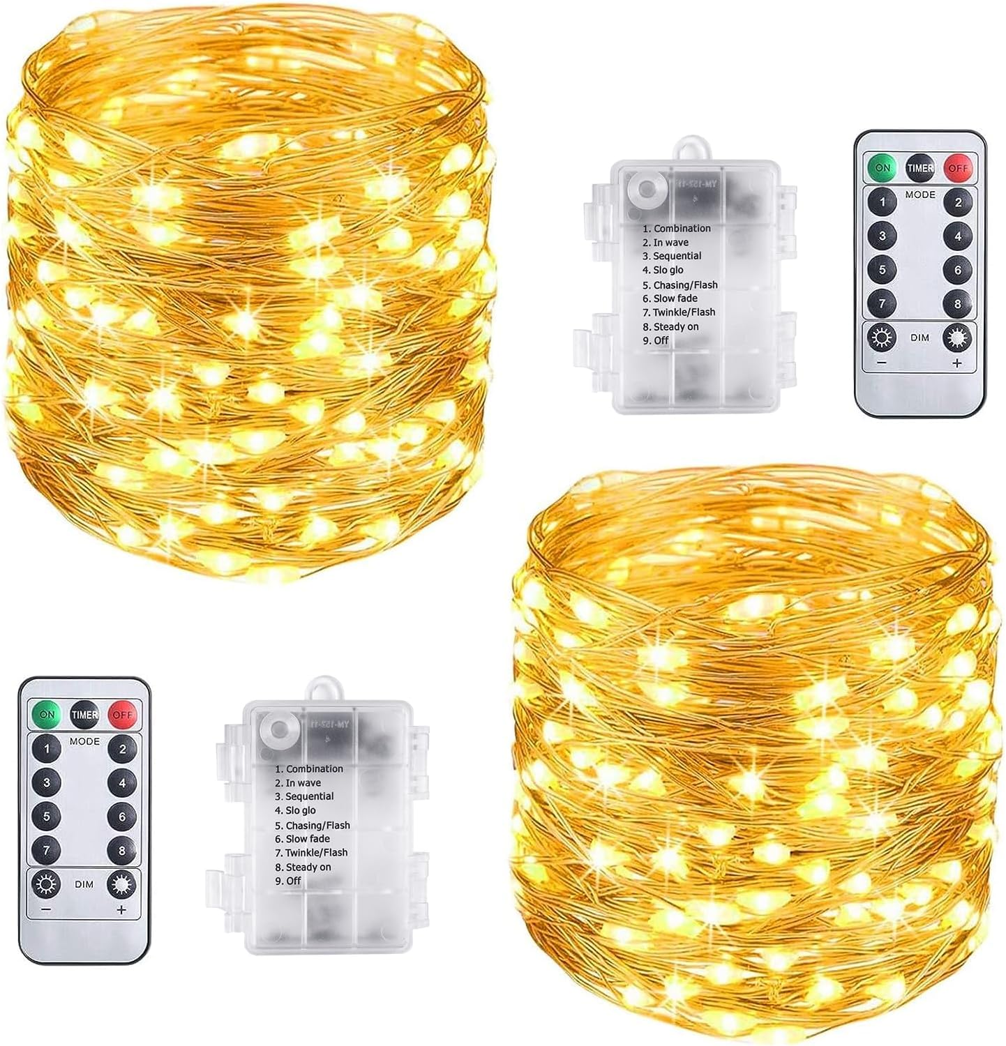 Detalle de Vicloon 2809593 LED-lichtslinger, 2 x 10 m, warmwit, IP65