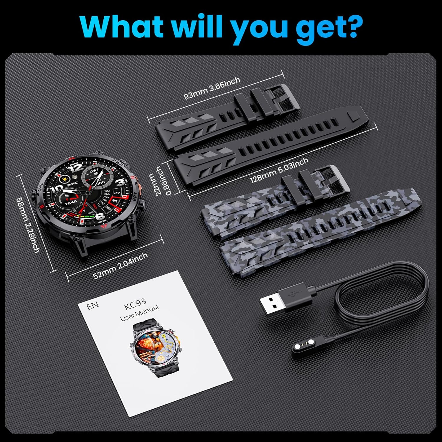 Thumbnail 5 de Military GPS Smartwatch with 1.56" AMOLED, GPT Voice Assistant, Android & iOS compatible