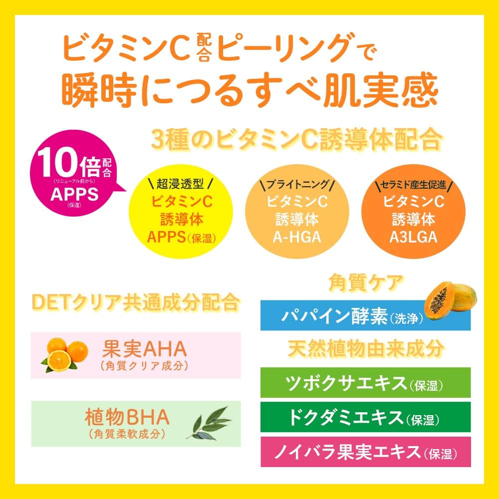 Detalle de DETクリア ブライト&ピール ピーリングジェリー 198mL ビタミンC誘導体3種配合・ビタミンフルーツの香り