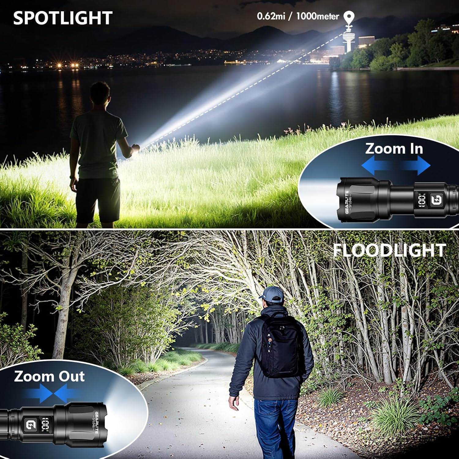 Detalle 2 de GEARLITE LED Taschenlampe 6000 Lumen 🔦