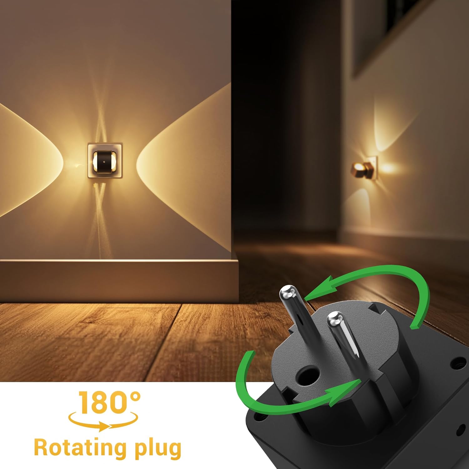 Thumbnail 1 de LOHAS-LED Nachtlicht-Steckdose mit Dämmerungssensor, 180° drehbarem Stecker, 3000 K warmweiß