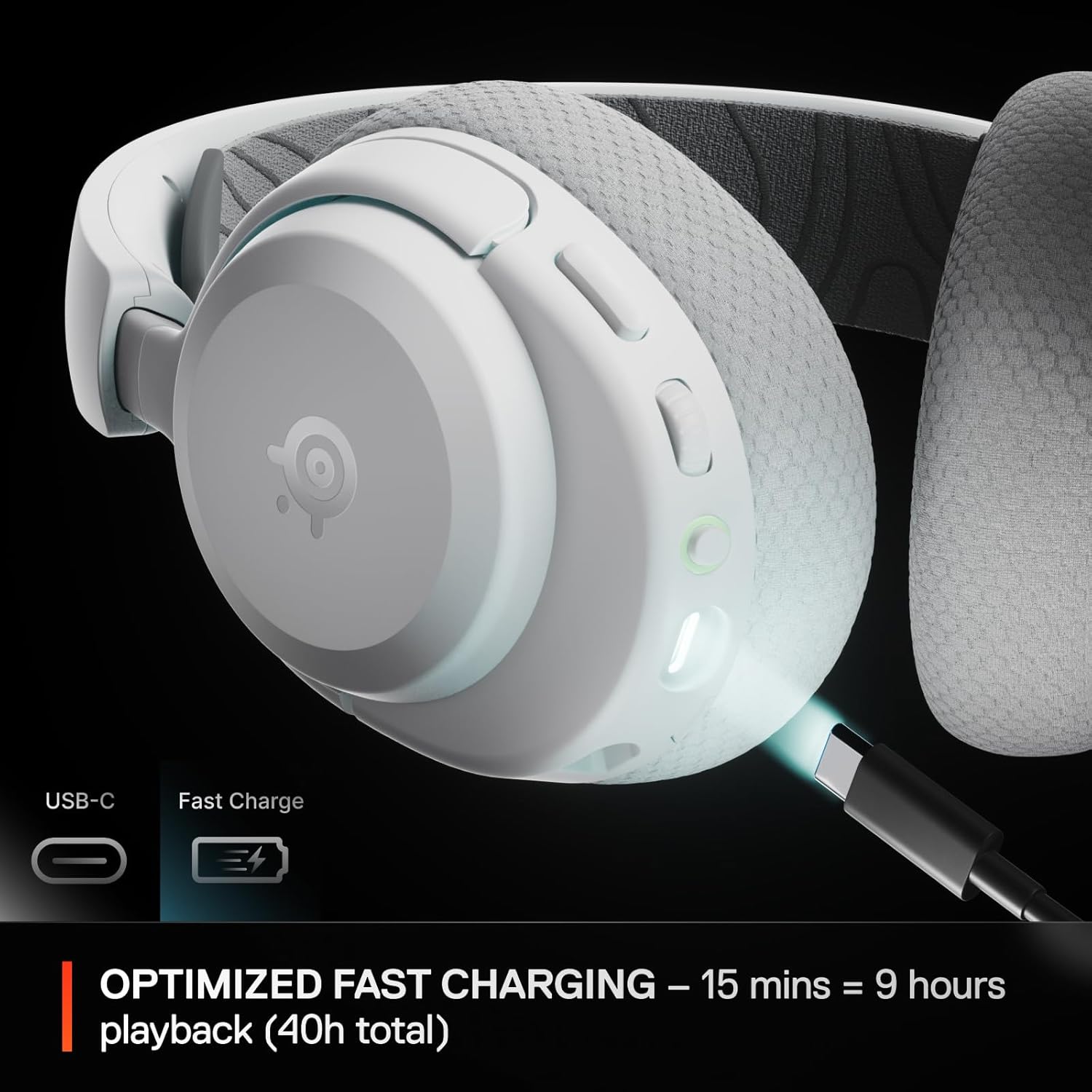 Detalle 2 de SteelSeries Arctis Nova 3P Wireless headset for PS5, PC and Switch (white) with mobile app control