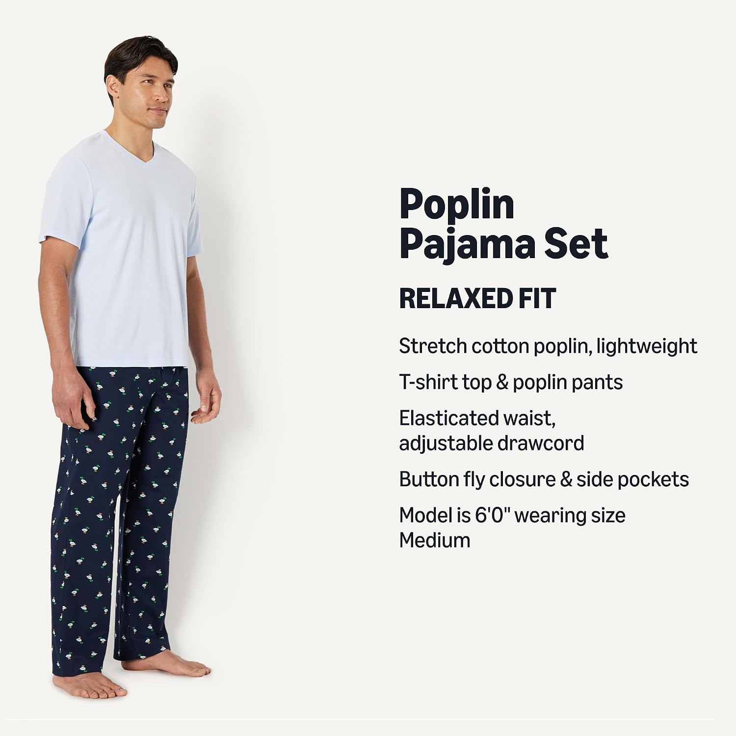 Thumbnail 1 de Amazon Essentials Men's Cotton Poplin Pajama Set with Cotton Jersey T-Shirt