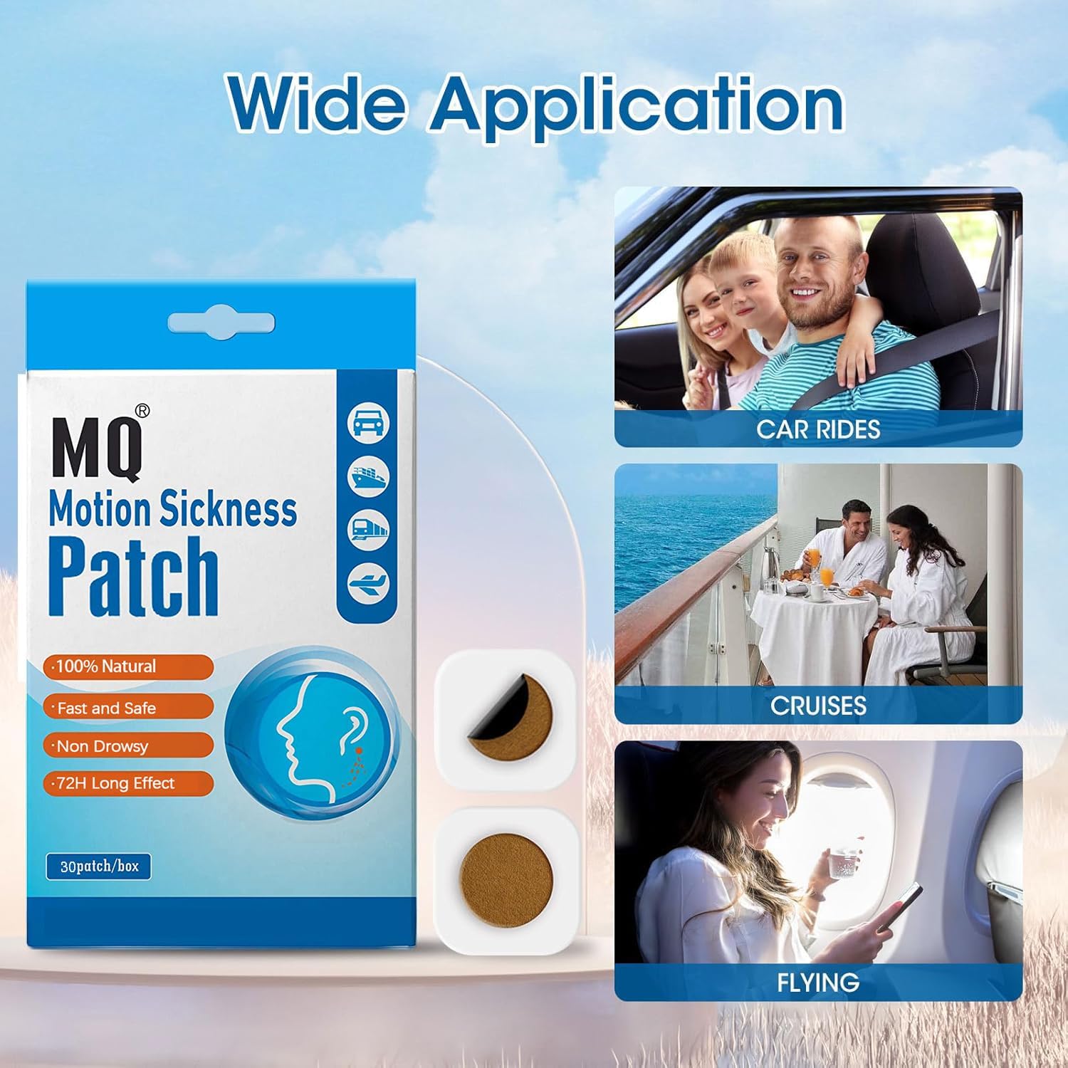 Detalle de Motion sickness patches 30 count, fast relief