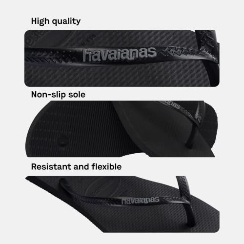 Detalle 2 de Havaianas Slim Logo Pop Up Women Flip Flop – Black/Steel Grey (UK 6.5–7)