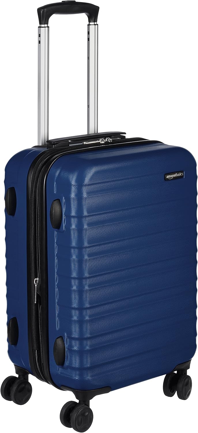 Detalle de Amazon Basics Hard Shell Small Suitcase (55cm) – Expandable ABS, Navy Blue