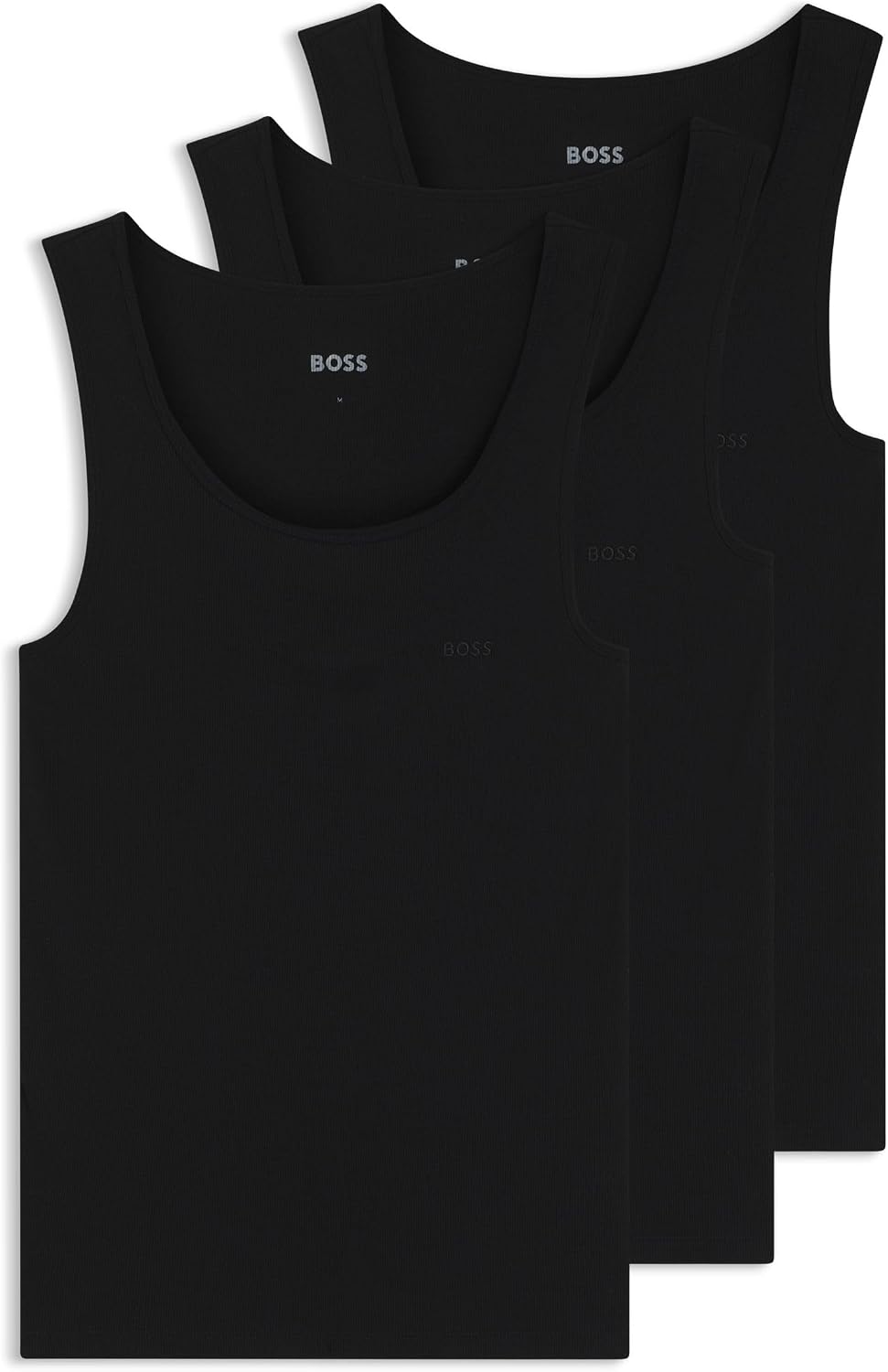 Detalle de BOSS Herren TankTop3P RibClassic Dreierpack Unterhemden aus RIPP-Baumwolle