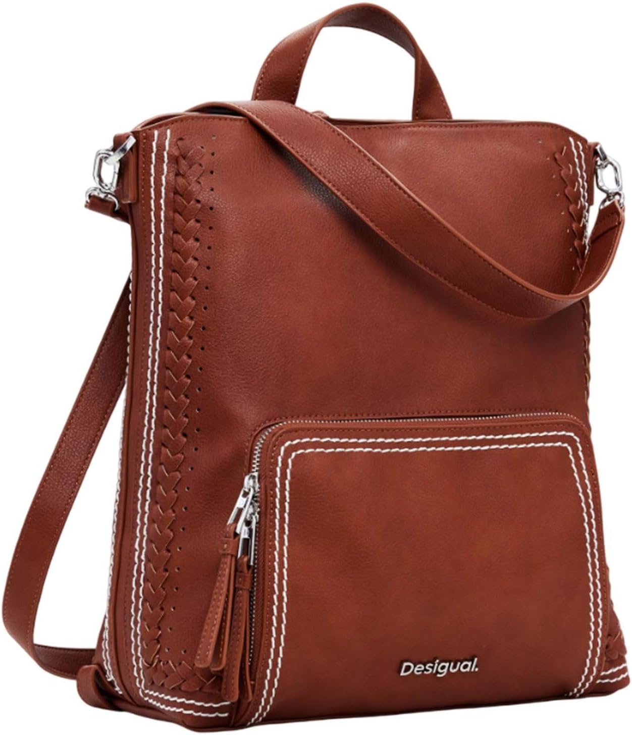 Detalle de Desigual 25sakp21 BACK_TRAMA PRETORIA Femme (lot de 1) – Multicolore, fermeture éclair et broderie contrastée, matériaux recyclés