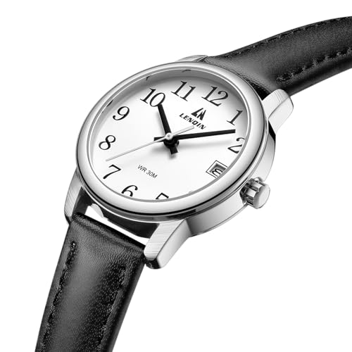 Detalle de LN LENQIN Reloj de Cuarzo Analógico para Mujer — Pulsera de Cuero, esfera 30 mm