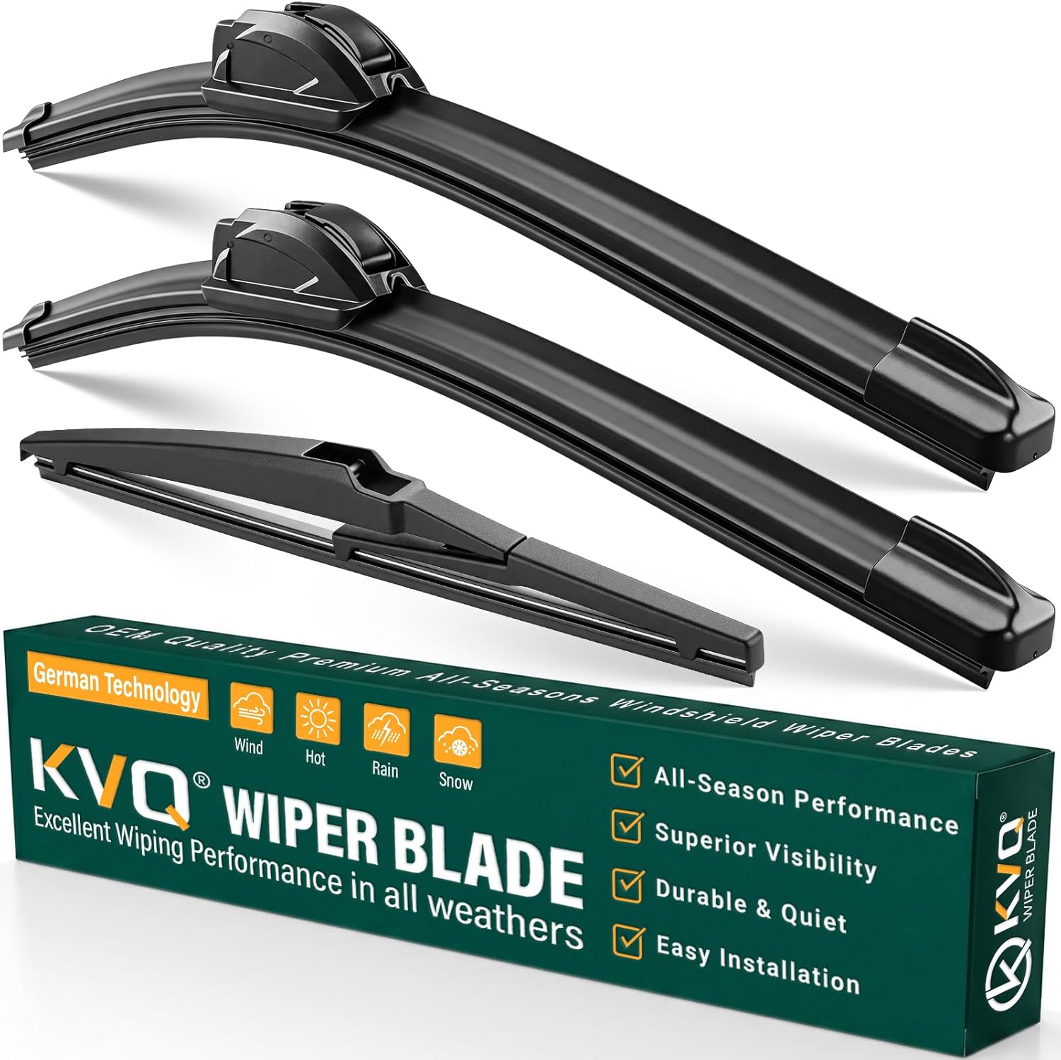 Detalle de KVQ Windshield Wiper Blades Replacement for Hyundai Palisade (2020–2025) — 3-Piece OEM-Style Set