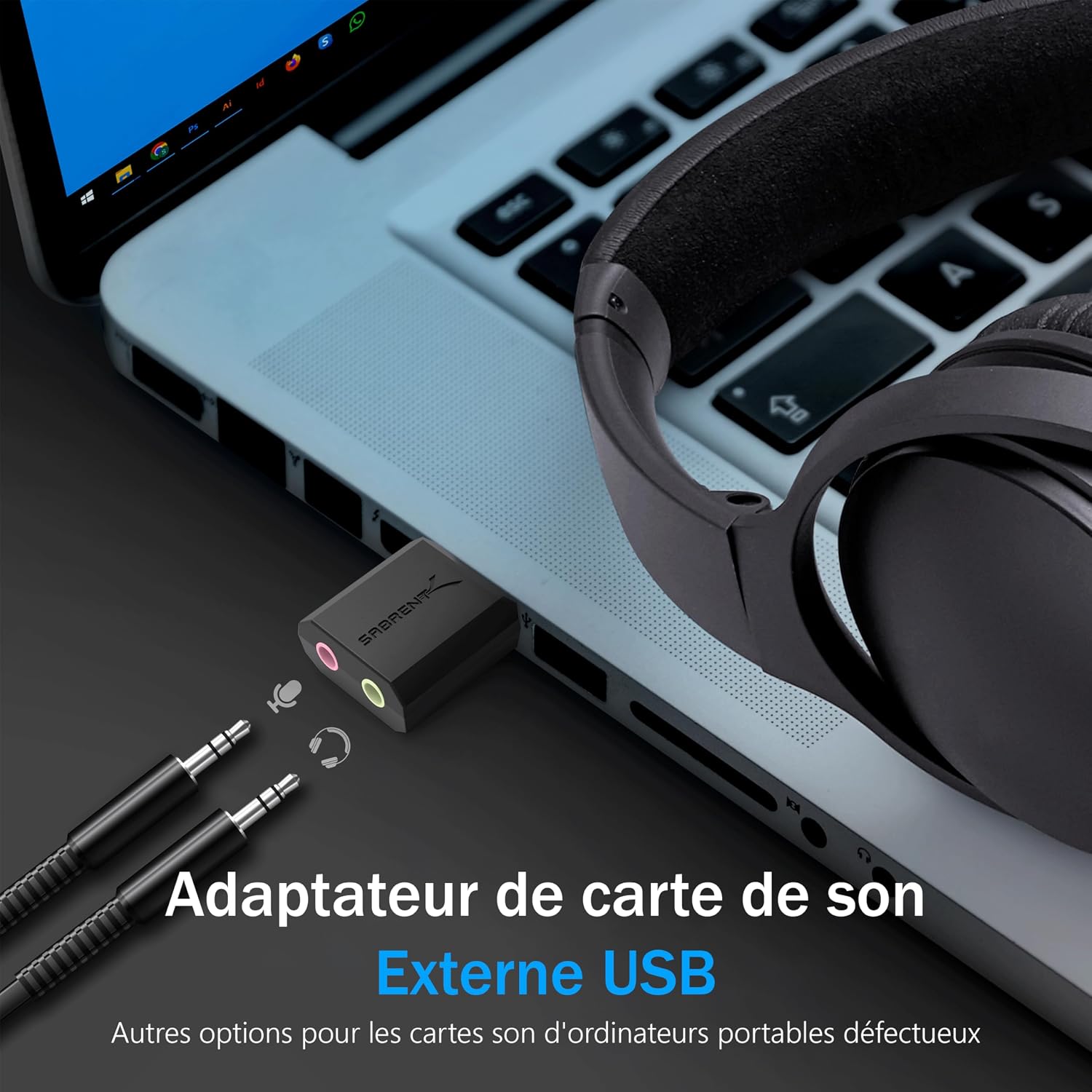 Detalle 2 de SABRENT AU-MMSA Carte son USB externe avec micro