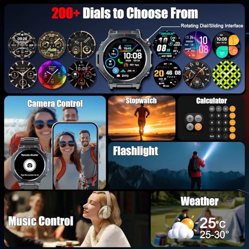 Detalle de Reloj Inteligente Jugeman para Hombre con GPS, 5ATM y Linterna LED: deporte, salud y comunicación en una sola muñeca