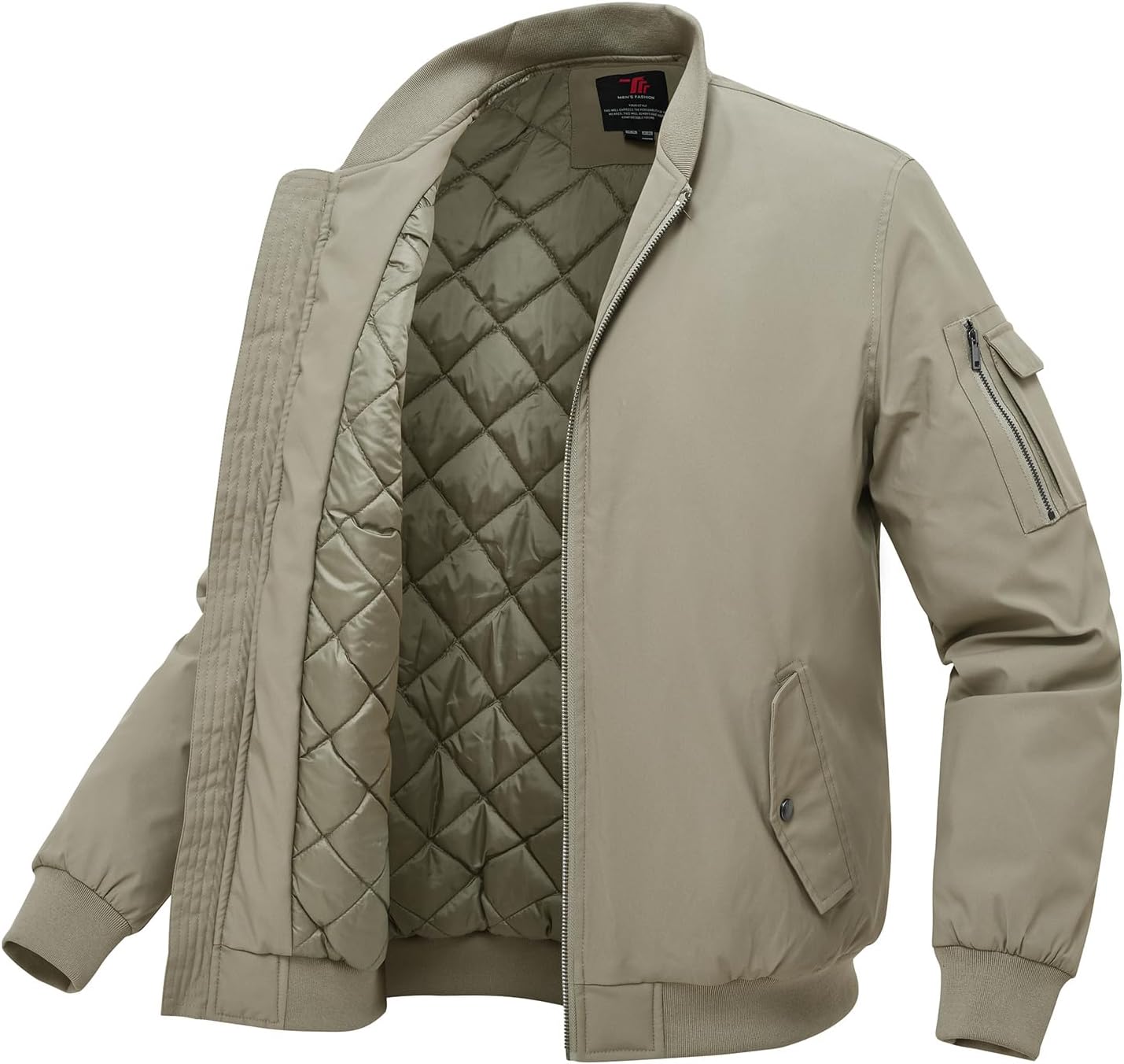 Detalle de BGOWATU Men's Quilted Bomber Jacket, Full Zip, Padded and Water-Resistant