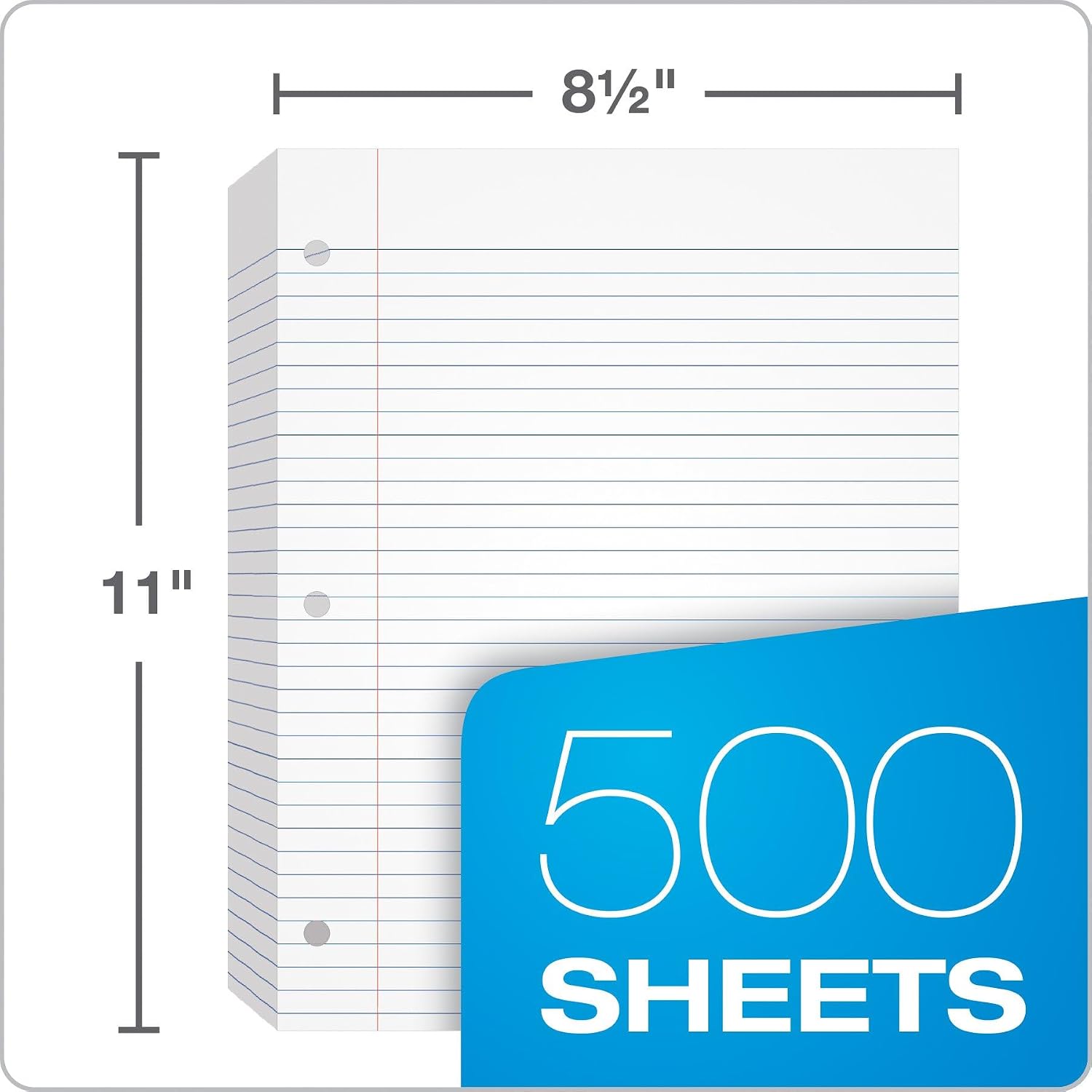 Detalle 2 de Oxford 500-Sheet College Rule Loose Leaf Paper, 8.5 x 11, 3-Hole Punch (62349)