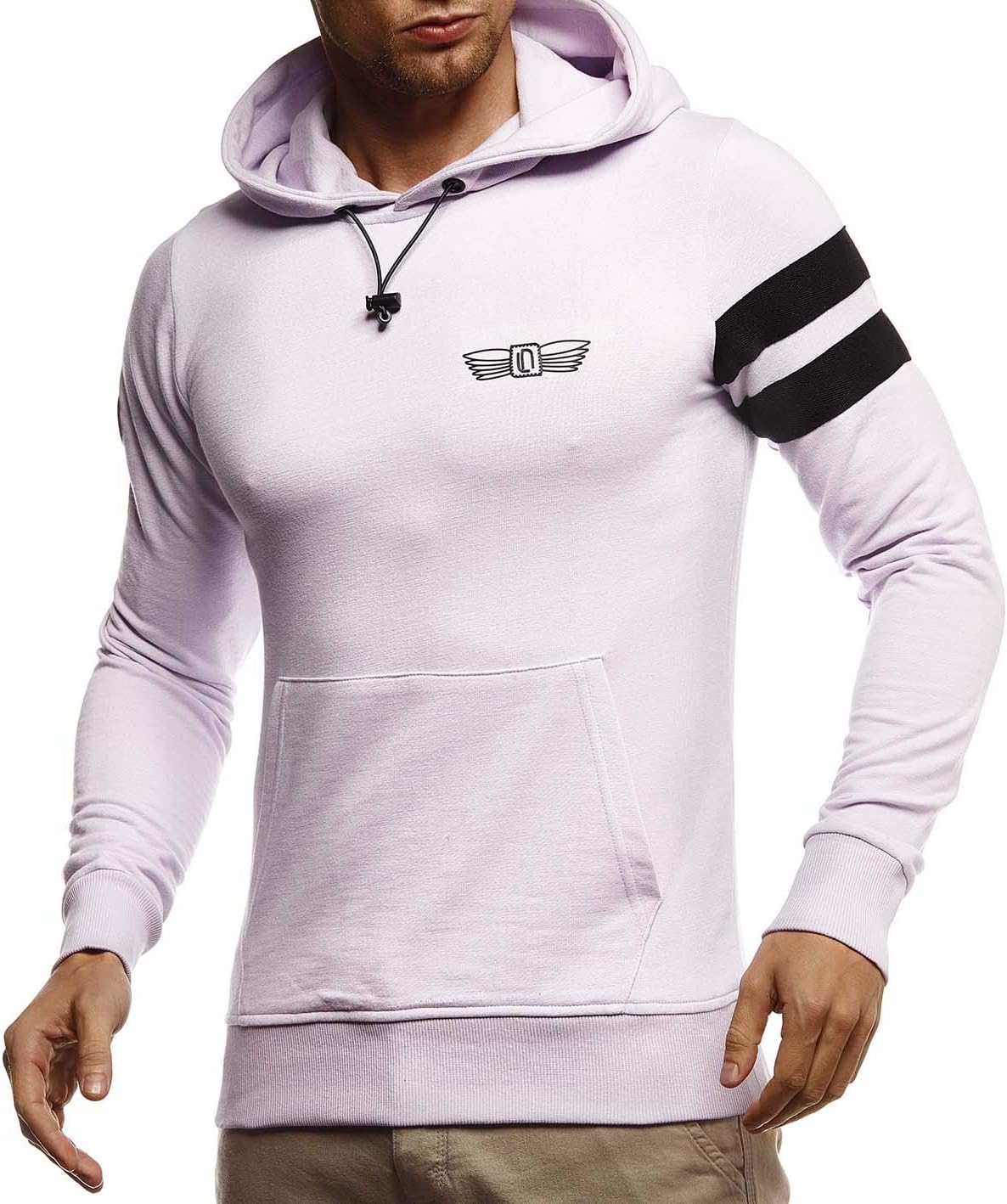 Detalle de Leif Nelson LN8334 : pull à capuche homme slim fit noir et blanc