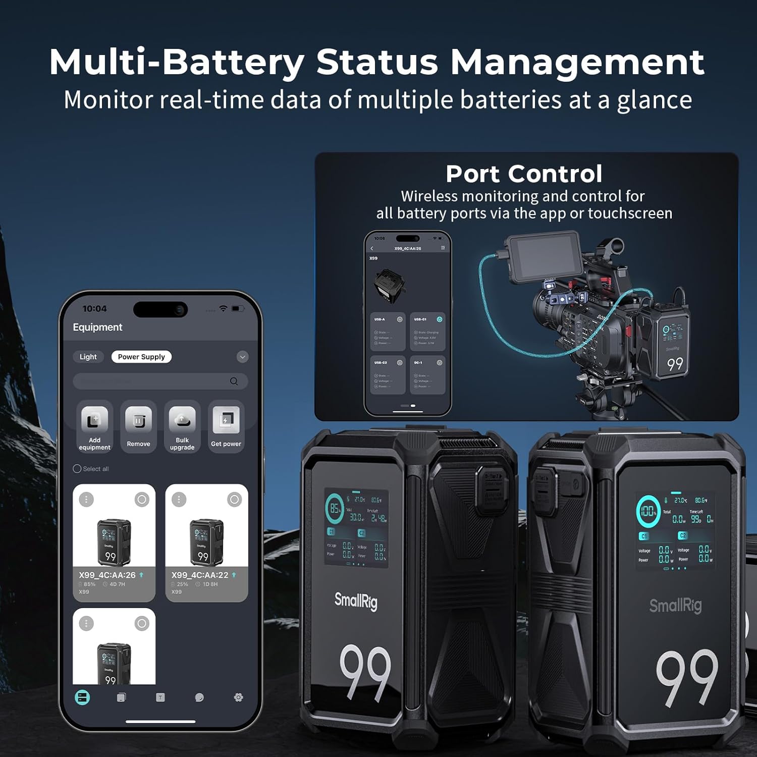 Thumbnail 4 de SmallRig V Mount Battery X99 (99Wh / 6800mAh) with 2.0-inch touchscreen, 100W USB-C and dual D-Tap – 4984