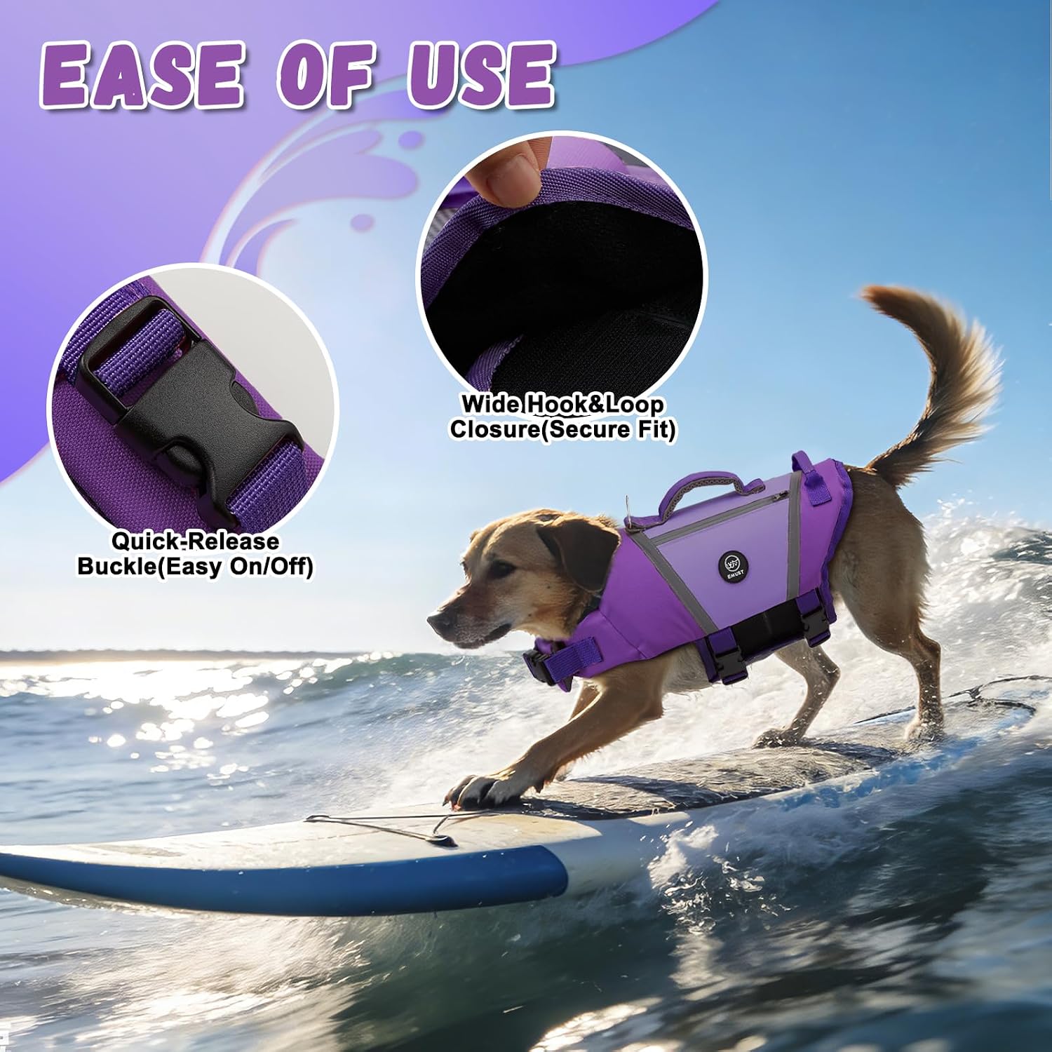 Thumbnail 2 de EMUST Dog Life Vest for Swimming — Adjustable, Reflective, Quick-Release Buoyancy Jacket for Small to Extra-Large Dogs