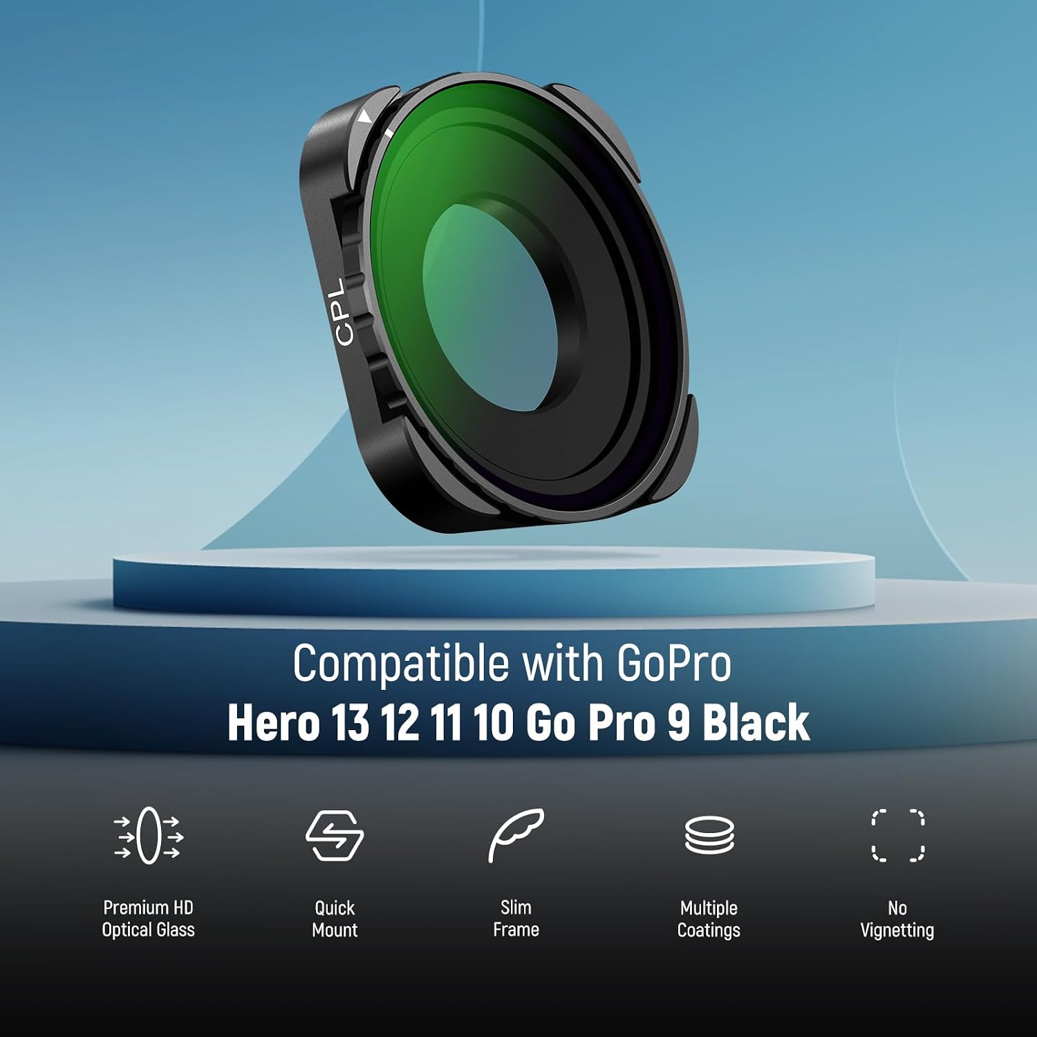 Detalle de NEEWER Rotating CPL Filter for GoPro Hero 13/12/11/10/9 (FL-GP23) – Multicoated HD polariser