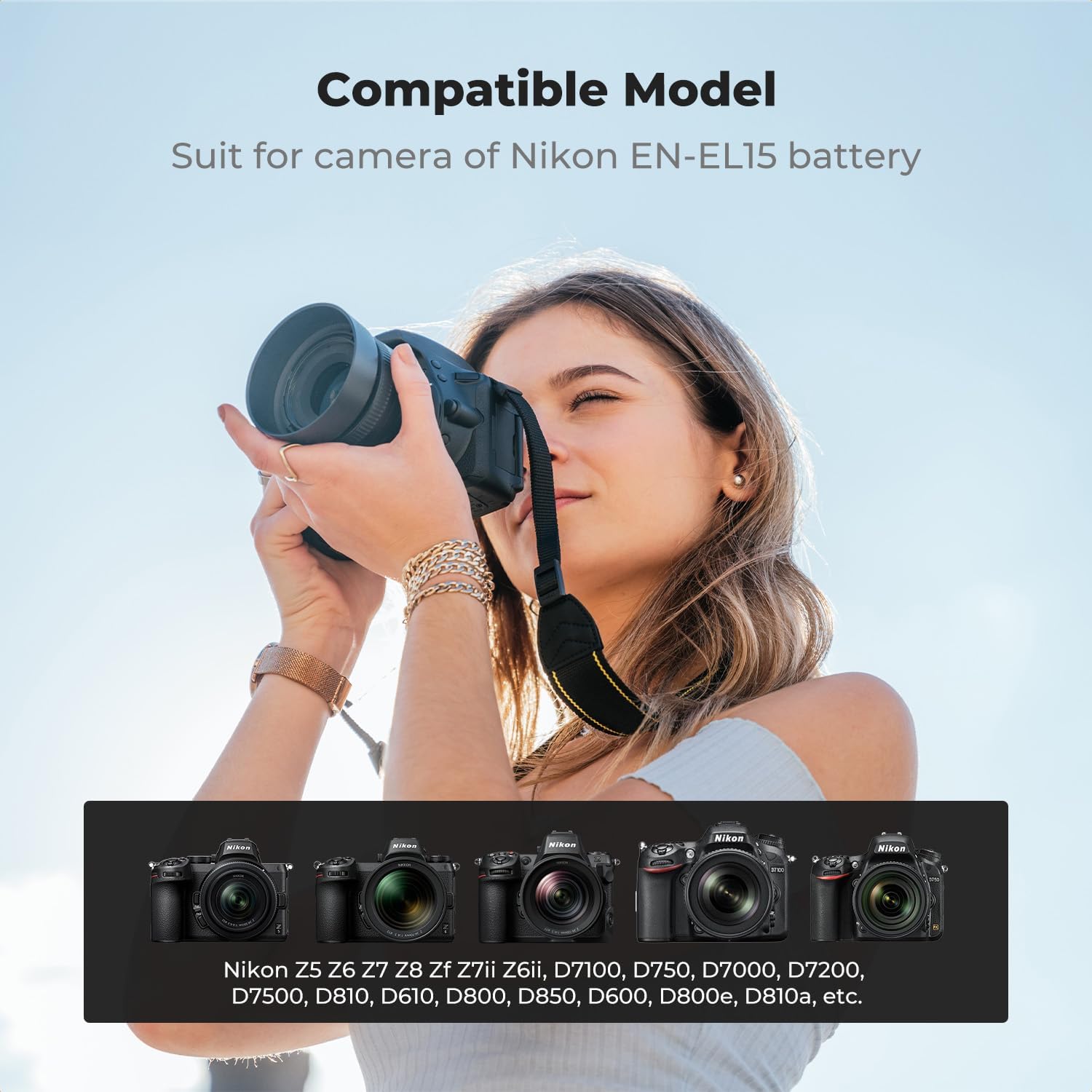 Thumbnail 1 de K&F CONCEPT EN-EL15/EN-EL15A/EN-EL15B Akkus + Dual-USB-Ladegerät (2-teiliges Paket, 2100 mAh) für Nikon DSLR