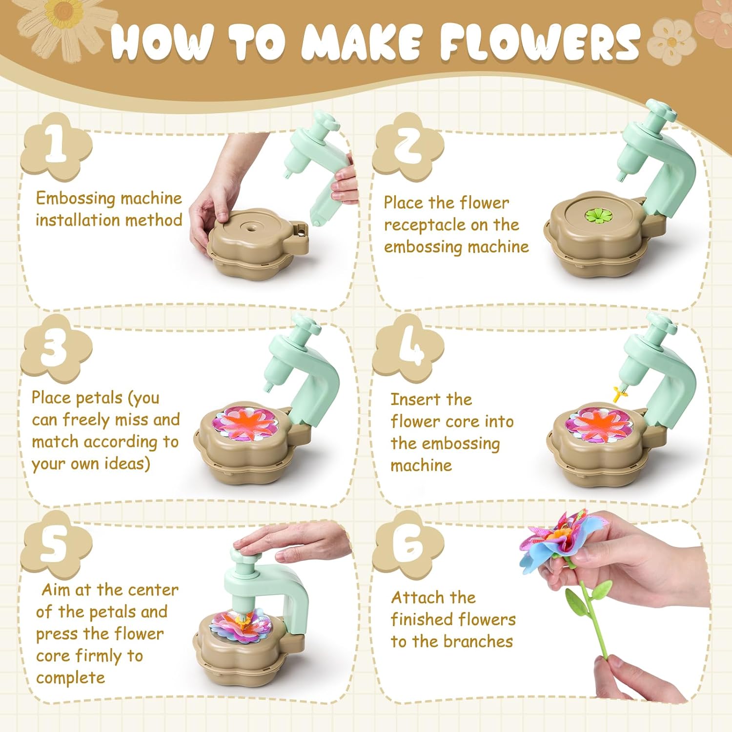 Detalle 2 de Scvcid DIY Art Flower Toys Fabric Bouquet Kit