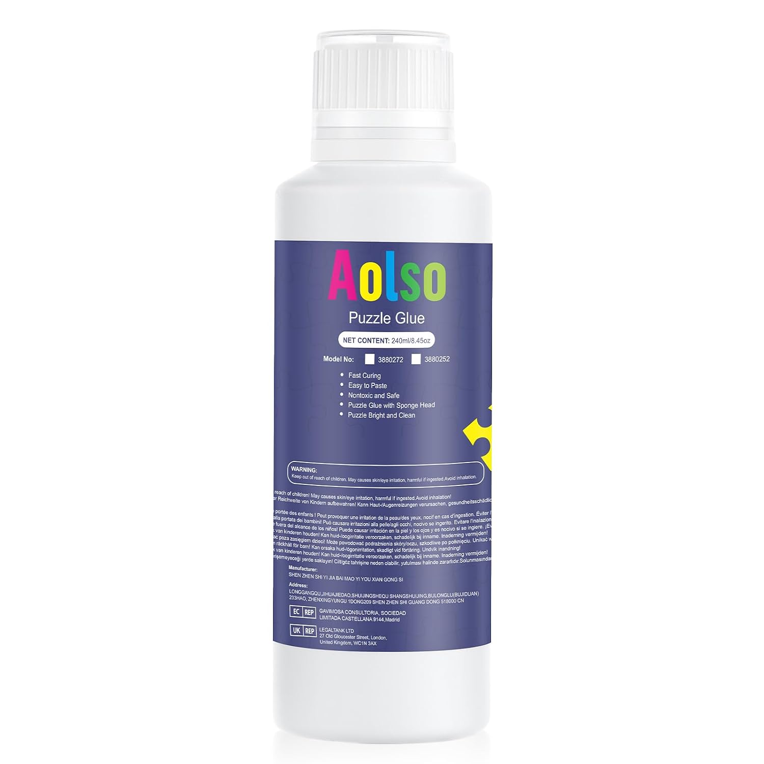 Detalle de Aolso 240 ml Jigsaw Puzzle Glue with Sponge Head, Clear-Drying PVA
