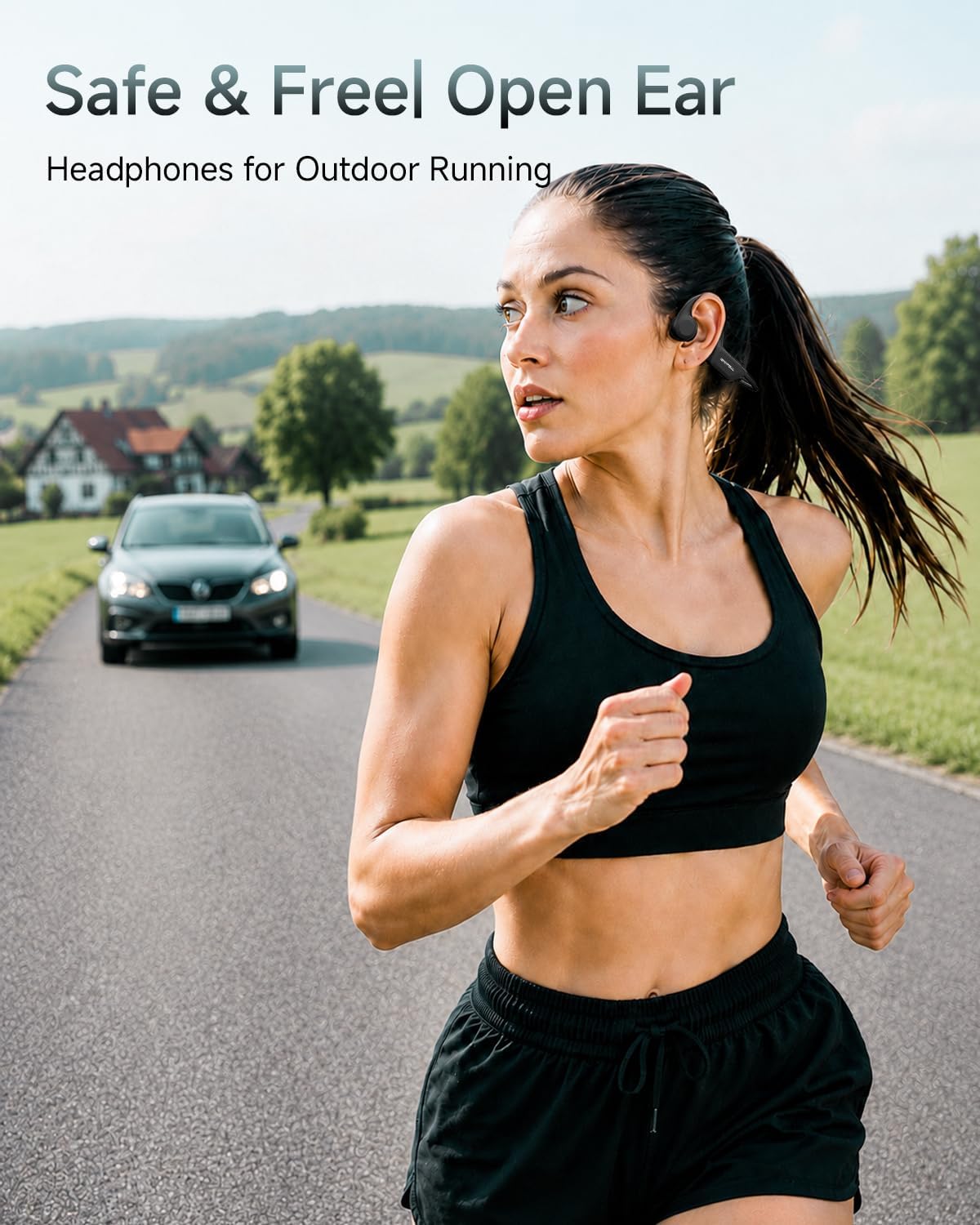 Detalle de Rhyfell Casque à conduction osseuse Bluetooth 6.0 – Écouteurs Sport Oreilles Libres, IPX5, 28 g