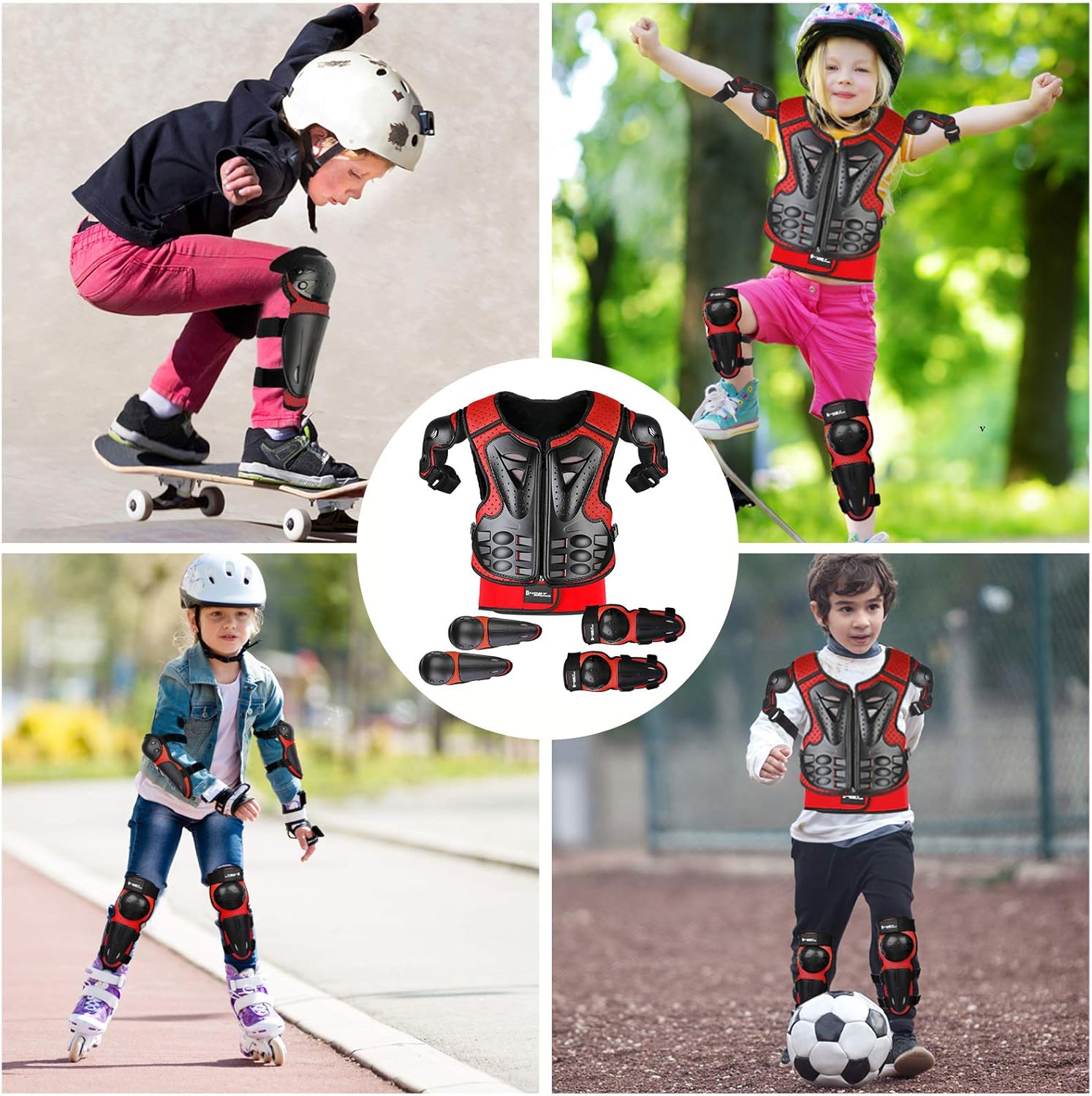 Detalle de Youth Dirt Bike Armor Set by JUSTDOLIFE — 5-Piece Kids Motorcycle Protective Gear