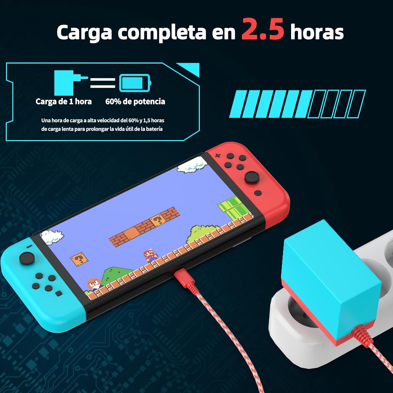 Detalle de Etssembo Chargeur Switch 15V 2,6A — Adaptateur Secteur USB‑C pour Switch Lite / Switch OLED / Switch