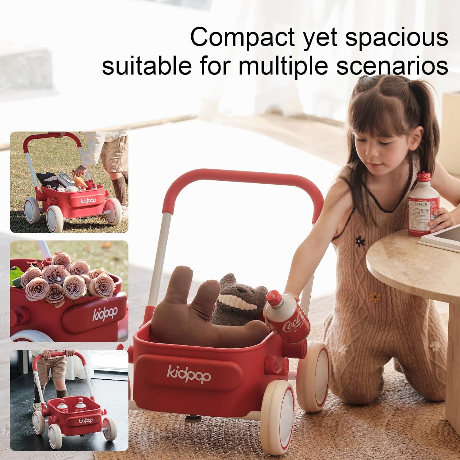 Detalle de Kidpop PULA Push & Pull Walker Wagon (Red) – baby walker wagon for 7 months to 3 years