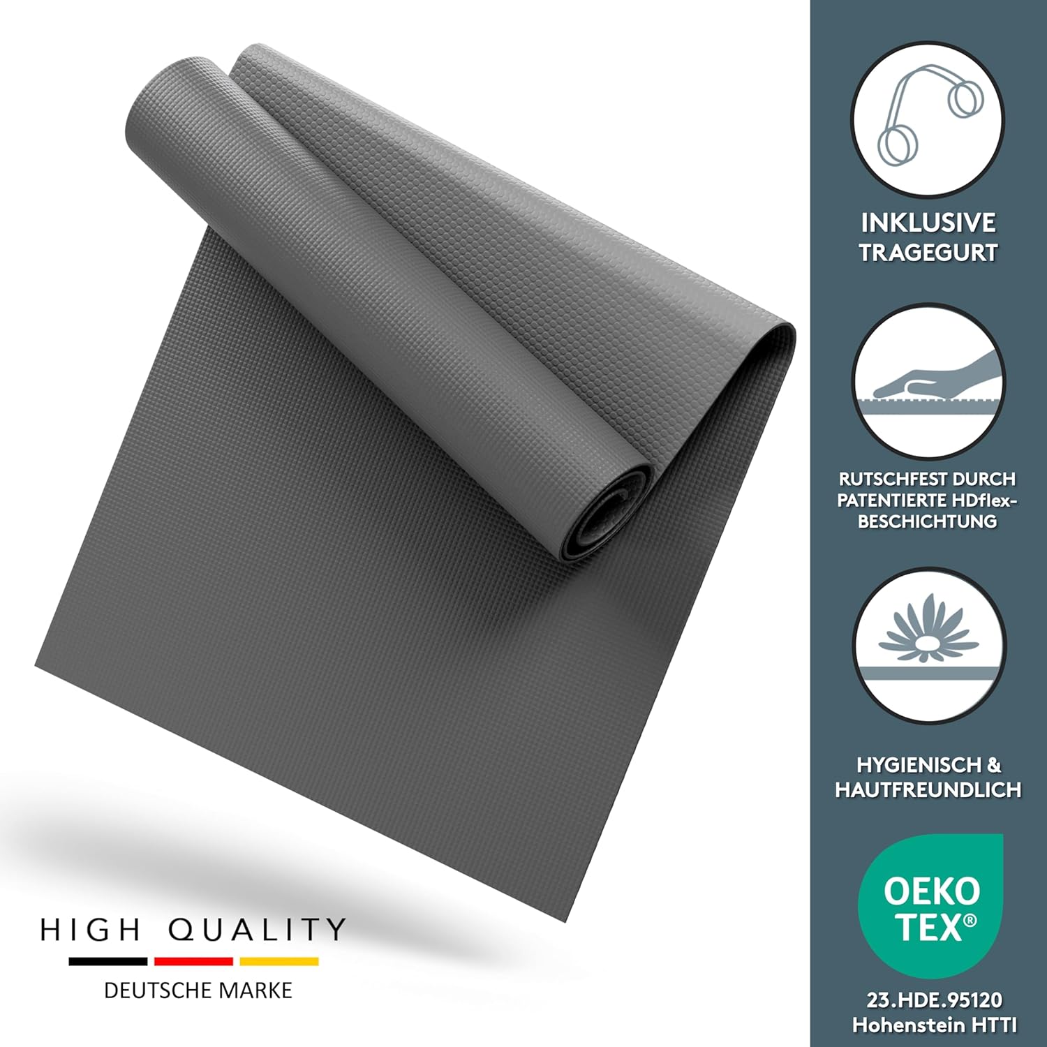 Thumbnail 5 de LILENO SPORTS Yoga Matte 180x60 cm inkl. Tragegurt – rutschfest, 4 mm dick, für Yoga & Fitness