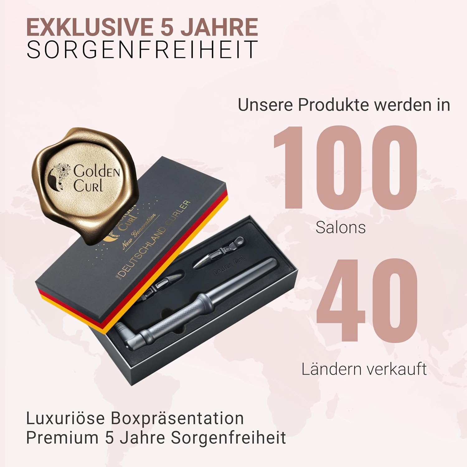 Detalle de Golden Curl Lockenstab Hair Curler für Beach Waves – 18–25 mm, bis 200 °C, Titan-Ionen, 360°-Kabel