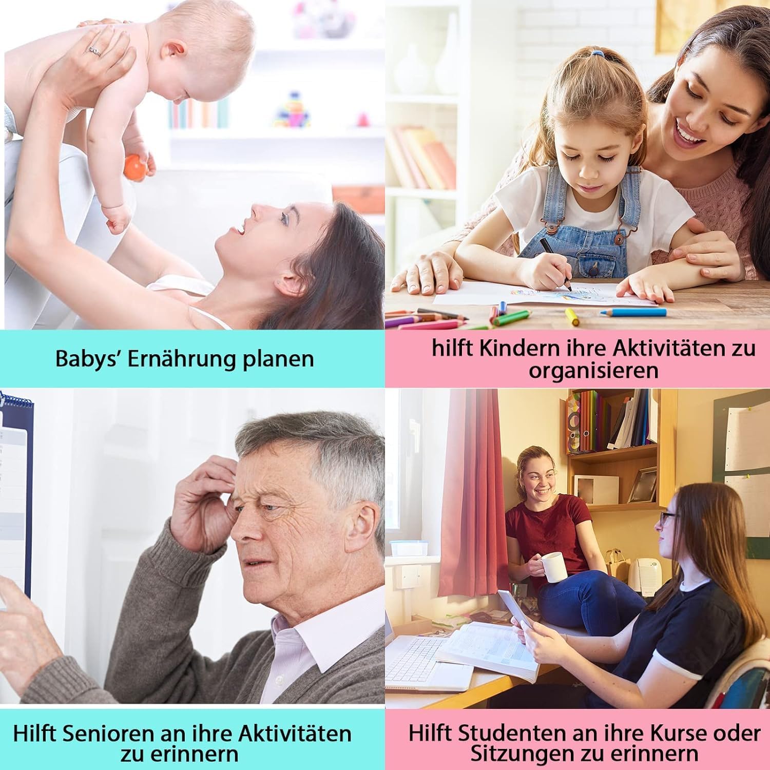 Detalle de POPRUN magnetischer Whiteboard-Wochenplaner 42 x 28 cm mit Magneten, abwischbar