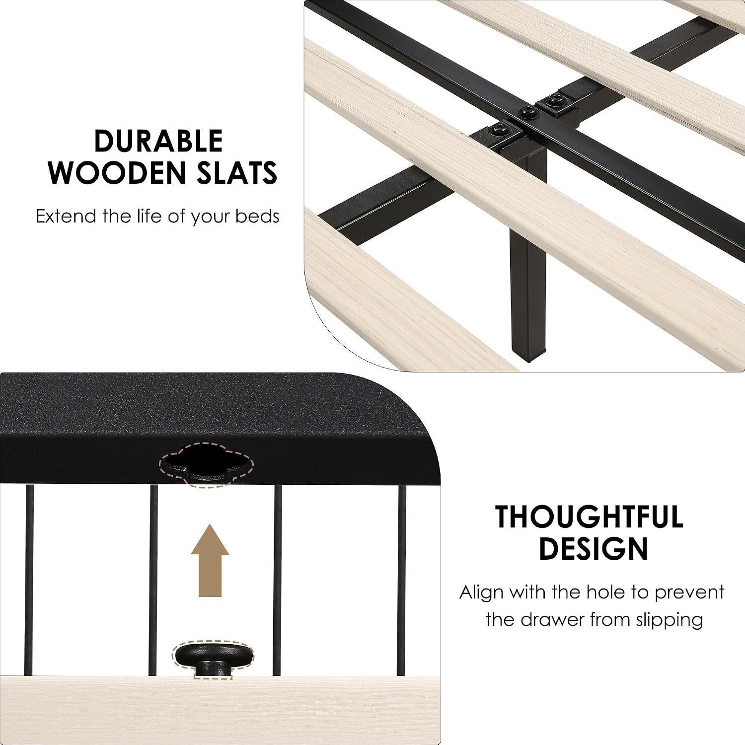 Thumbnail 6 de Keyluv Full Size Upholstered Platform Bed Frame