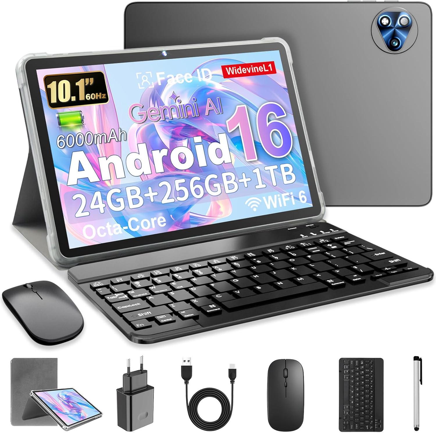 Detalle de MENTUME Android 16 Tablet 10 Zoll mit Gemini AI – All-in-One Tablet mit Tastatur, Maus und Stift