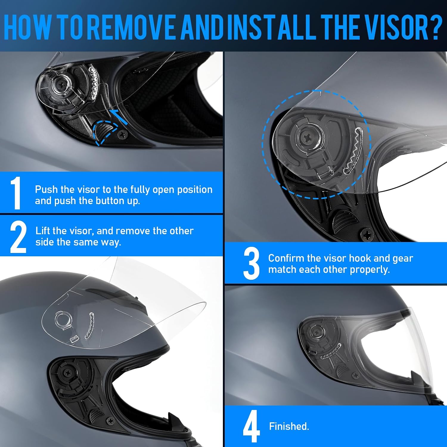 Detalle de Favoto casco moto integrale per adulti approvato ECE 22.06 traspirante grigio taglia M (57-58 cm)