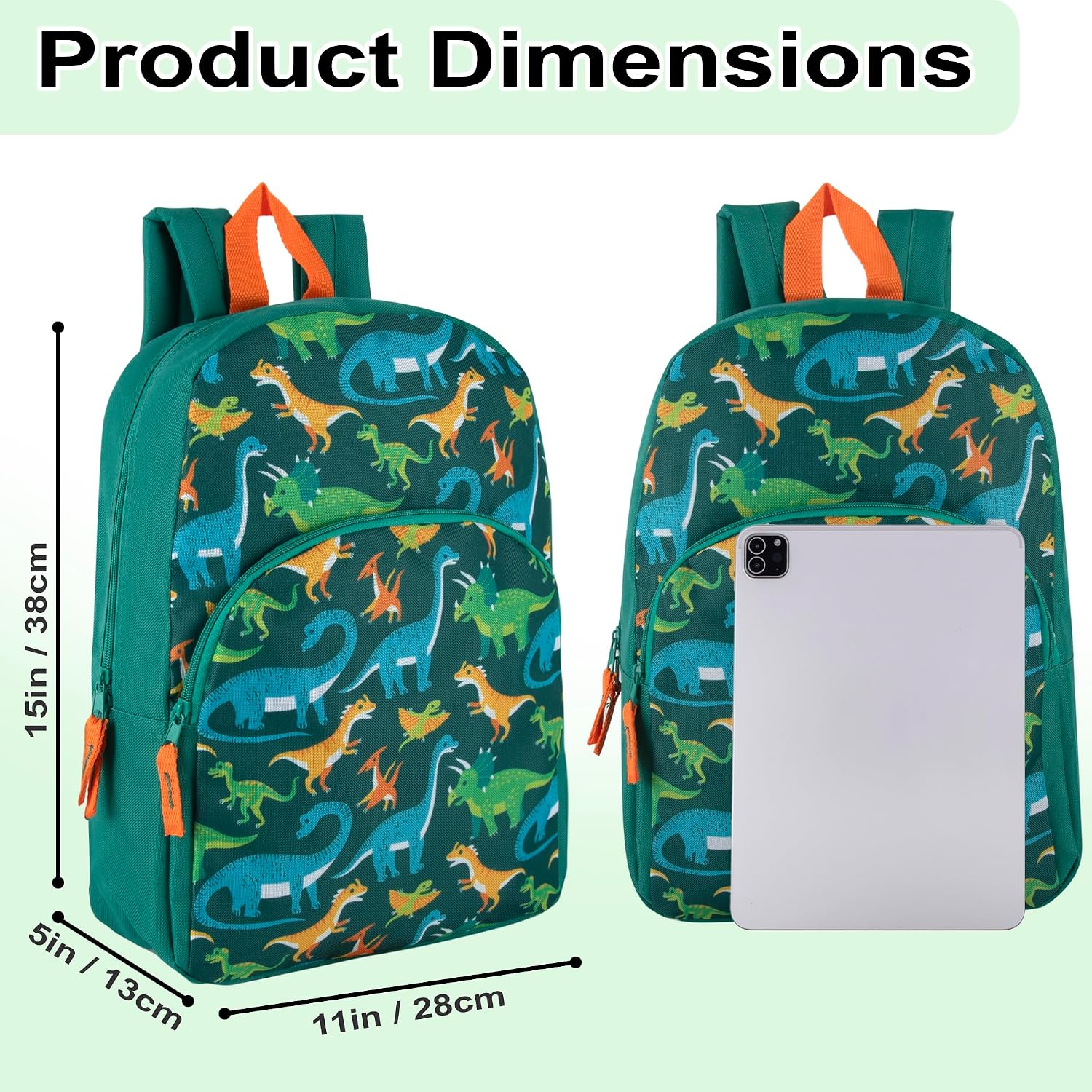 Detalle de Trail maker 15 Inch Kids Backpack – Dinosaur design with adjustable straps