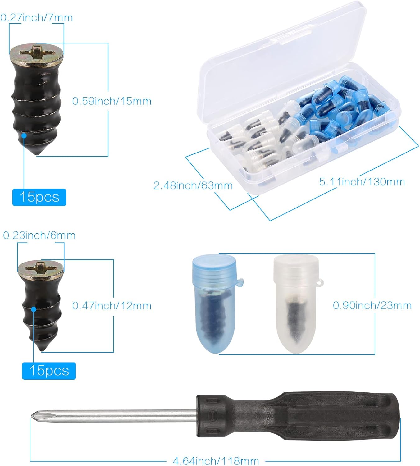 Thumbnail 6 de Zocipro 30pc Tyre Repair Kit with Rubber Nails and Screwdriver (15 S + 15 L)