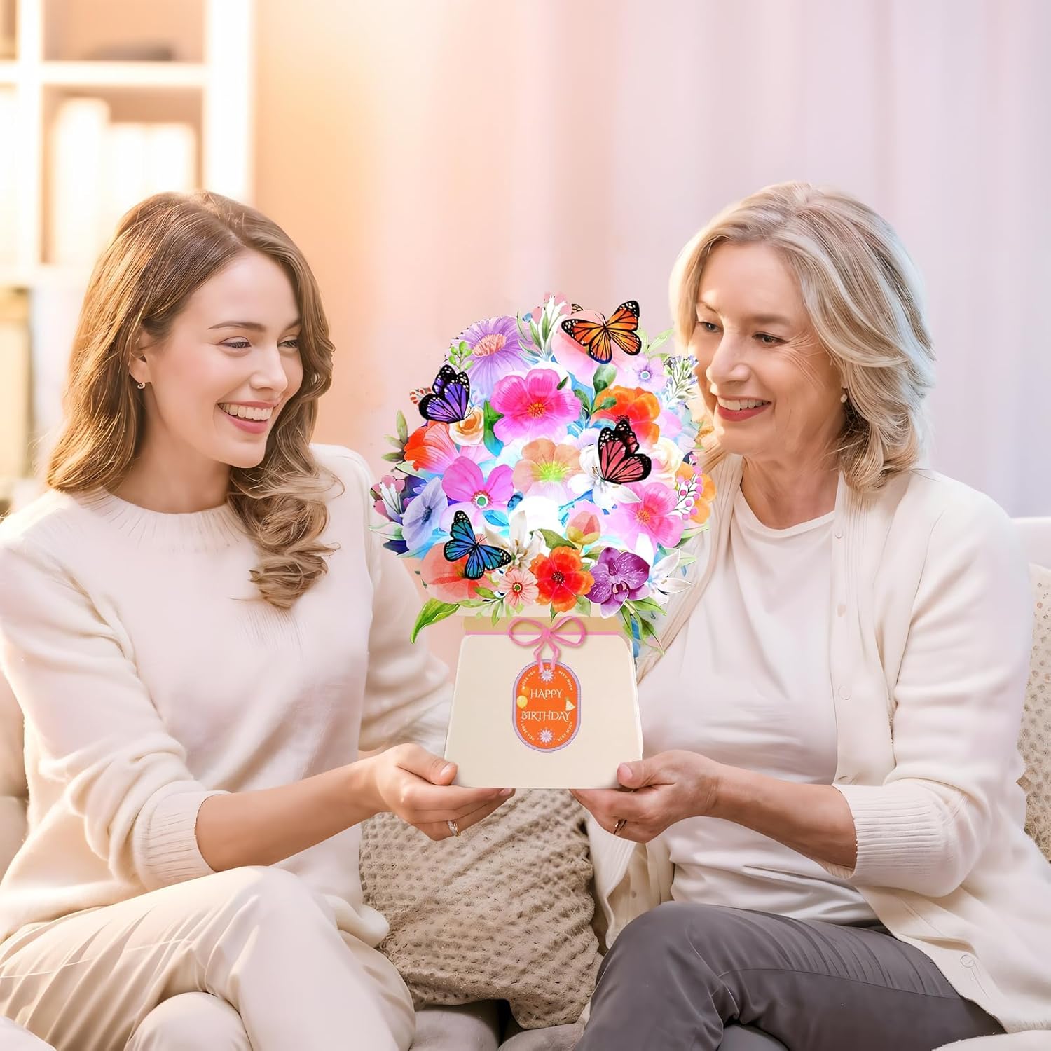 Detalle de WUJUN Birthday Cards: Light & Music 10-Inch Forever Flower Bouquet Card