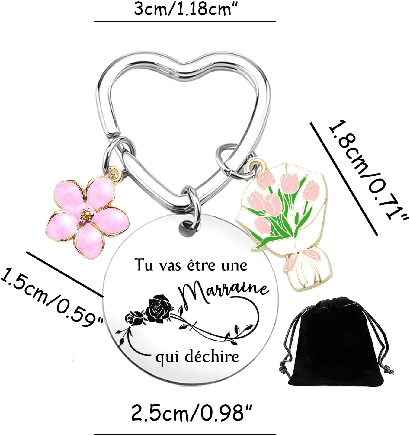 Detalle 2 de Porte-clés annonce grossesse : Future Marraine gravé - Cadeau artisanal français
