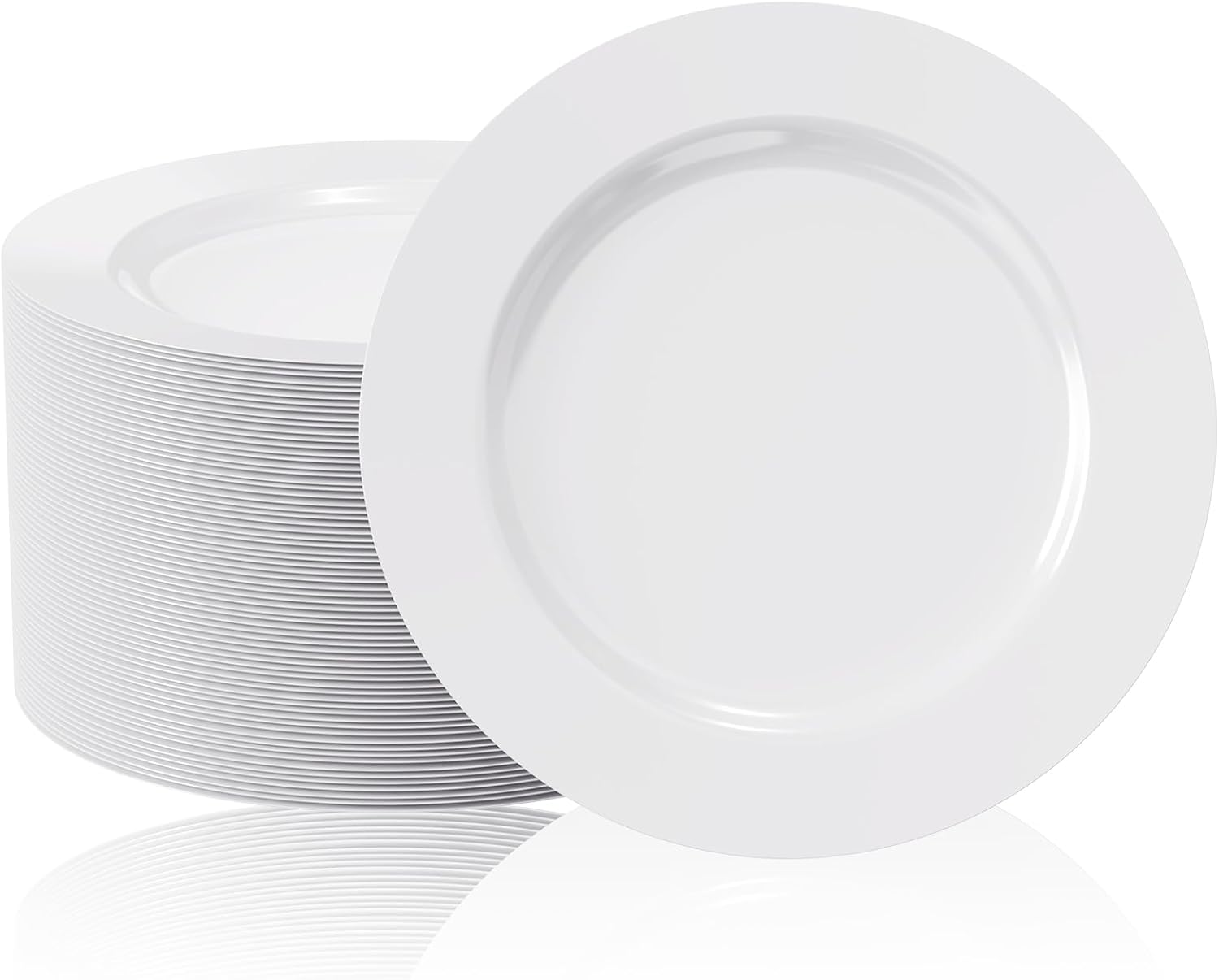 Detalle de FOCUSLINE 100 Count White 10-Inch Heavy-Duty Plastic Plates