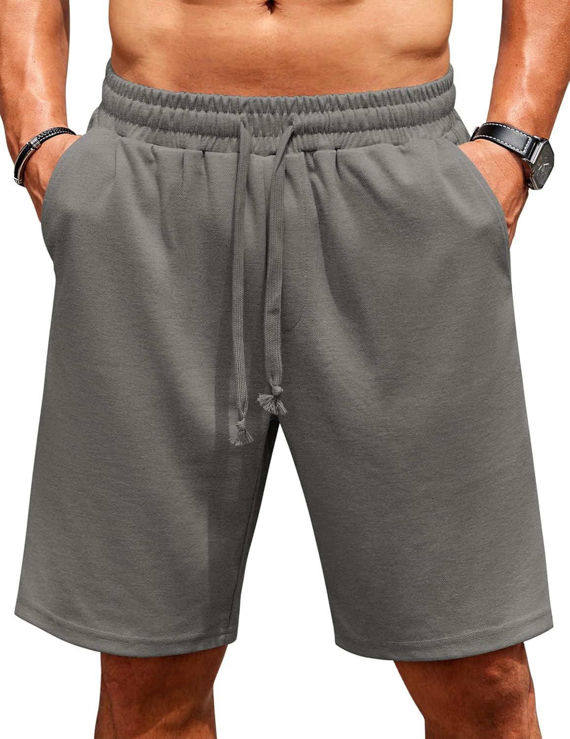 Detalle de COOFANDY Kurze Hosen Herren – Leichte Sommer Shorts mit elastischem Bund und Taschen